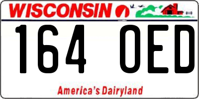 WI license plate 164OED