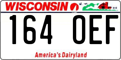 WI license plate 164OEF