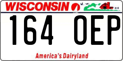WI license plate 164OEP