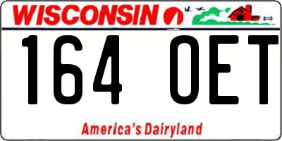 WI license plate 164OET