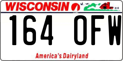 WI license plate 164OFW