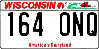 WI license plate 164ONQ