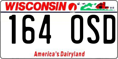 WI license plate 164OSD
