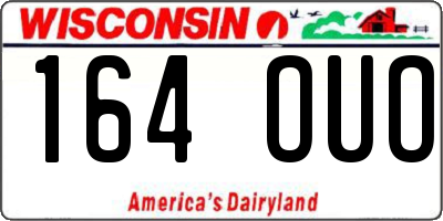WI license plate 164OUO