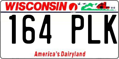 WI license plate 164PLK