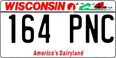 WI license plate 164PNC