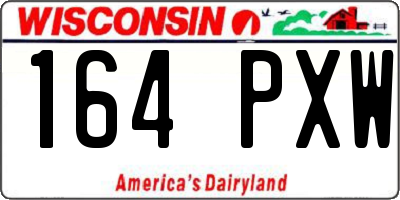 WI license plate 164PXW