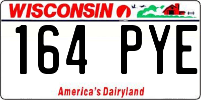WI license plate 164PYE