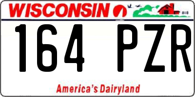 WI license plate 164PZR