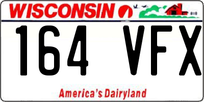 WI license plate 164VFX