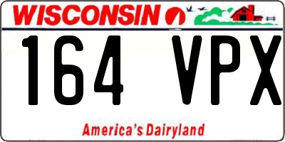WI license plate 164VPX