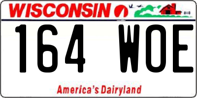 WI license plate 164WOE