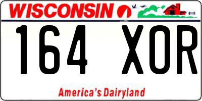 WI license plate 164XOR
