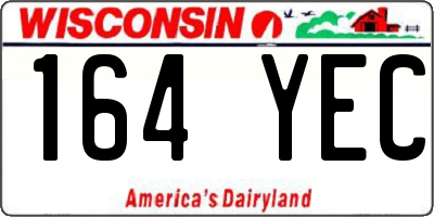 WI license plate 164YEC
