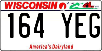 WI license plate 164YEG