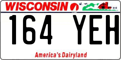 WI license plate 164YEH