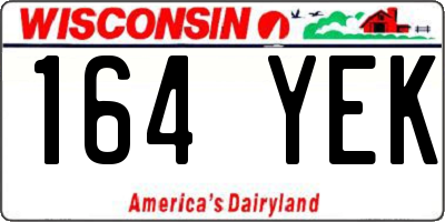 WI license plate 164YEK