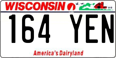 WI license plate 164YEN