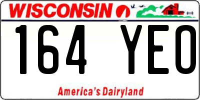 WI license plate 164YEO