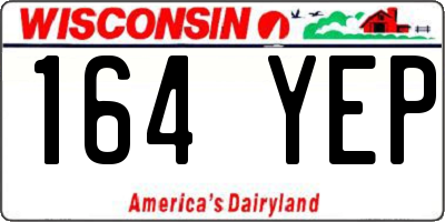 WI license plate 164YEP