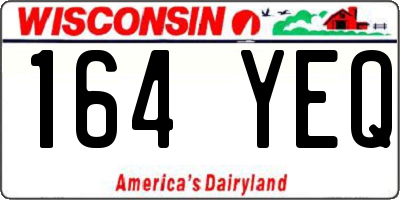 WI license plate 164YEQ