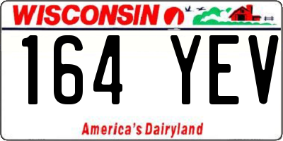 WI license plate 164YEV