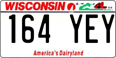 WI license plate 164YEY