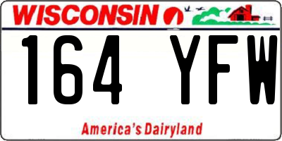 WI license plate 164YFW