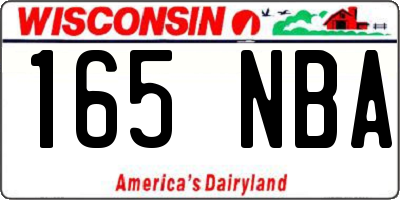 WI license plate 165NBA