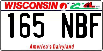 WI license plate 165NBF