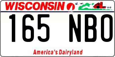 WI license plate 165NBO