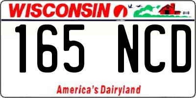 WI license plate 165NCD