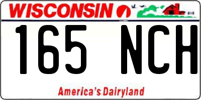 WI license plate 165NCH