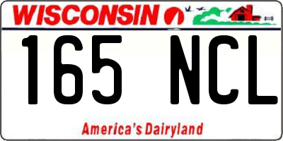 WI license plate 165NCL