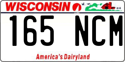 WI license plate 165NCM