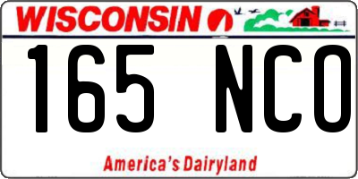 WI license plate 165NCO