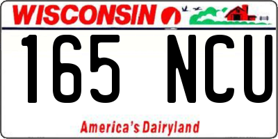 WI license plate 165NCU