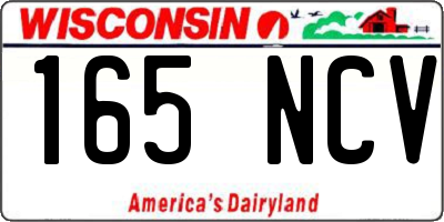 WI license plate 165NCV
