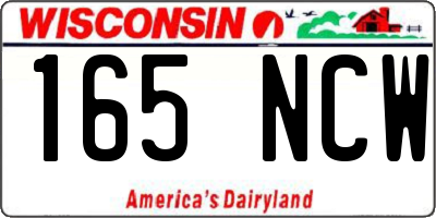 WI license plate 165NCW
