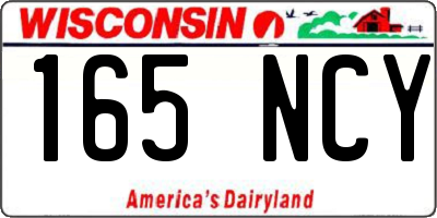 WI license plate 165NCY