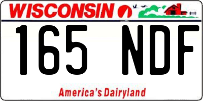 WI license plate 165NDF