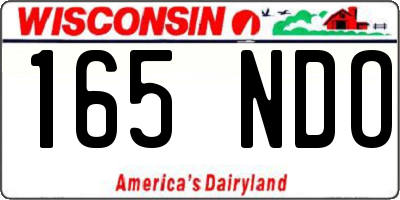 WI license plate 165NDO