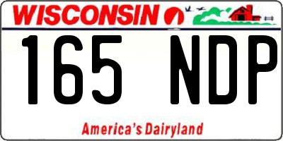 WI license plate 165NDP