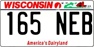 WI license plate 165NEB
