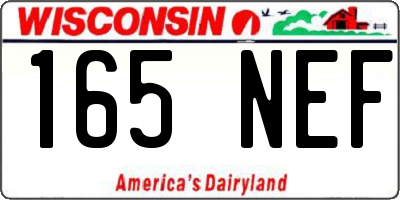 WI license plate 165NEF