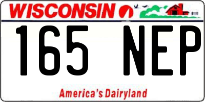 WI license plate 165NEP