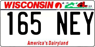 WI license plate 165NEY