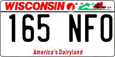 WI license plate 165NFO