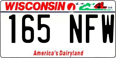 WI license plate 165NFW