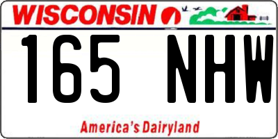 WI license plate 165NHW